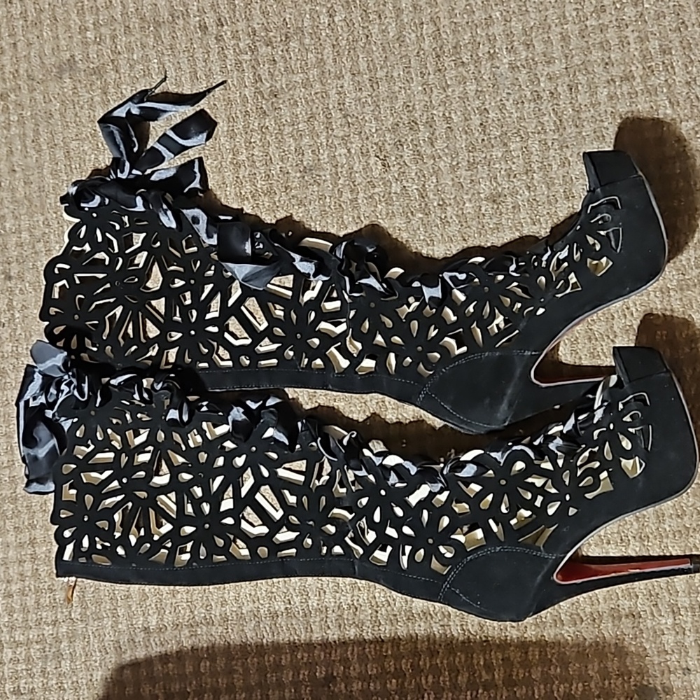 Knee-high lace-up boots